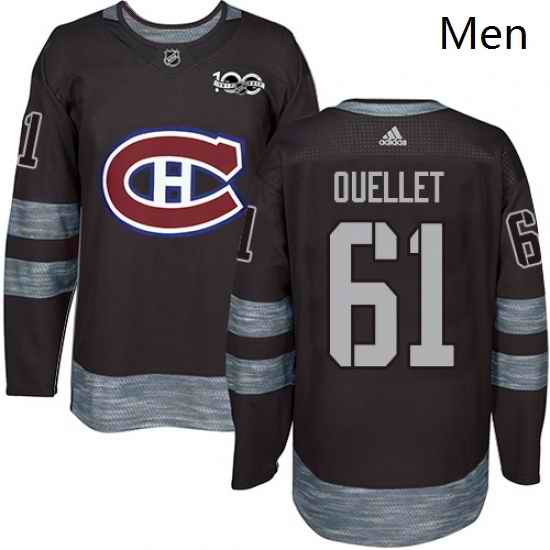 Mens Adidas Montreal Canadiens 61 Xavier Ouellet Authentic Black 1917 2017 100th Anniversary NHL Jersey